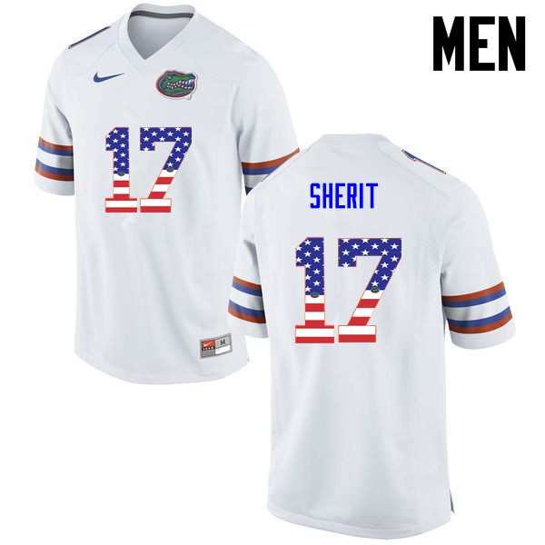 NCAA Florida Gators Jordan Sherit Men's #17 USA Flag Fashion Nike White Stitched Authentic College Football Jersey ZQB4464WL